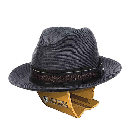 Microbraid Summer Fedora with Overlay Band - Stacy Adams Hats Fedora Hat Stacy Adams Hats