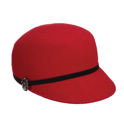 Militant Wool Felt Cadet Cap with Brooch - Callanan Millinery Cap Callanan Hats LV410 Red Medium (57 cm)
