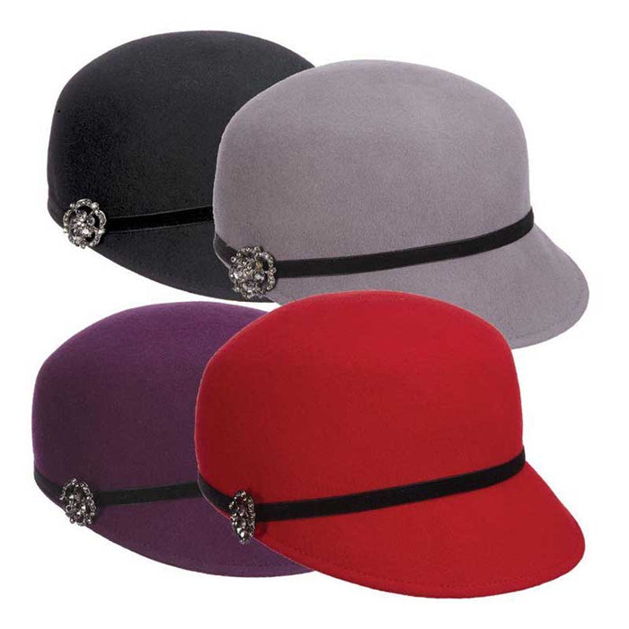 Militant Wool Felt Cadet Cap with Brooch - Callanan Millinery Cap Callanan Hats LV410 Purple Medium (57 cm)