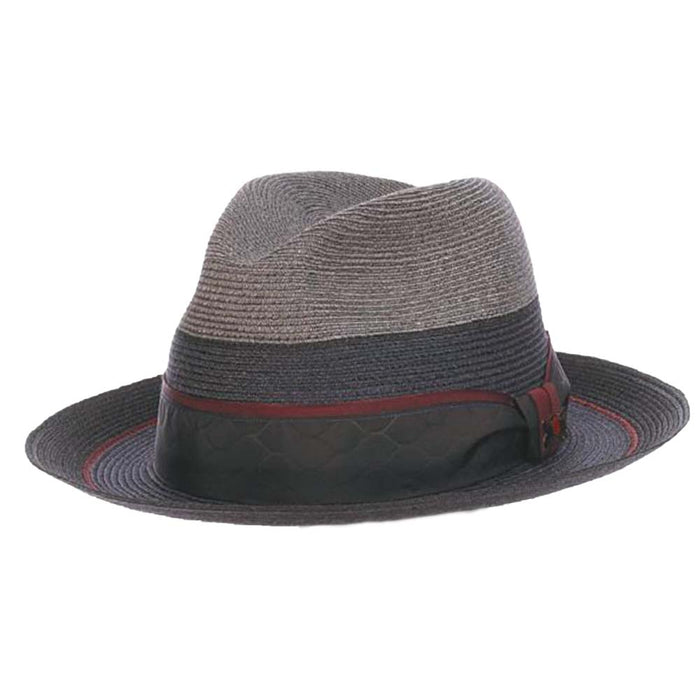 Multi Color Braided Hemp Wide Brim Fedora- Biltmore Hats Fedora Hat Biltmore Hats BS5747CHAG24 Black Medium  (57 cm)