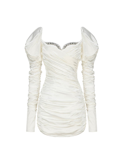 Daphne Satin Dress (White) (Final Sale)