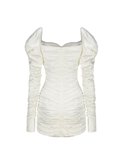 Daphne Satin Dress (White) (Final Sale)