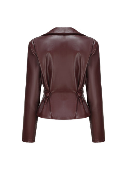 Mirabel Faux Leather Jacket (Brown) (Final Sale)