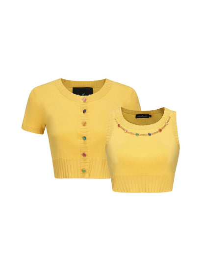 Kennedy Knit Top Set (Yellow) (Final Sale)