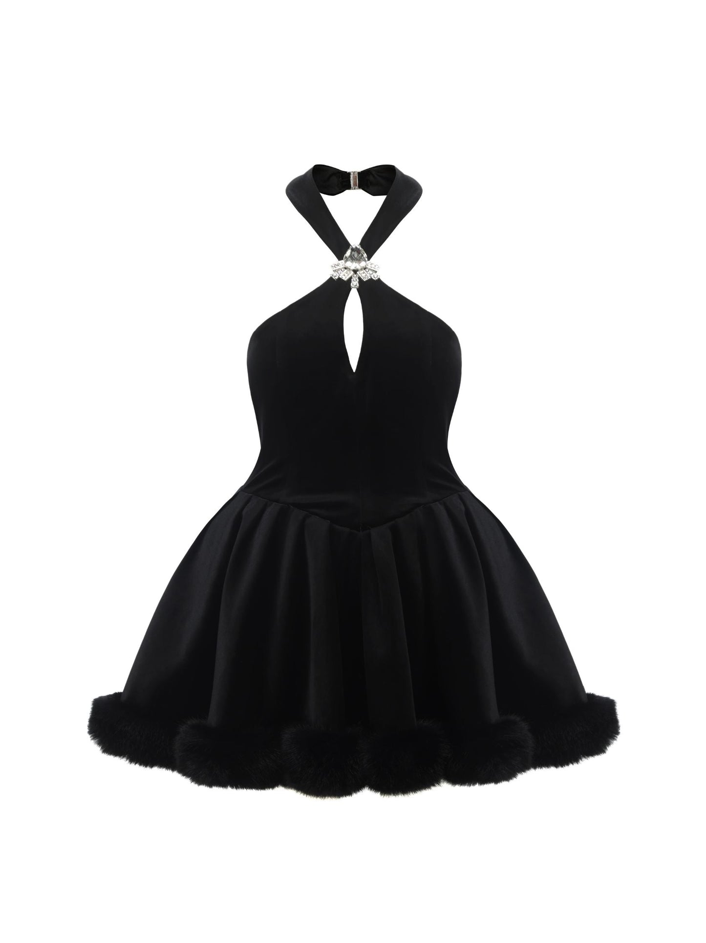 Juliet Velvet Halter Dress (Black)  (Final Sale)