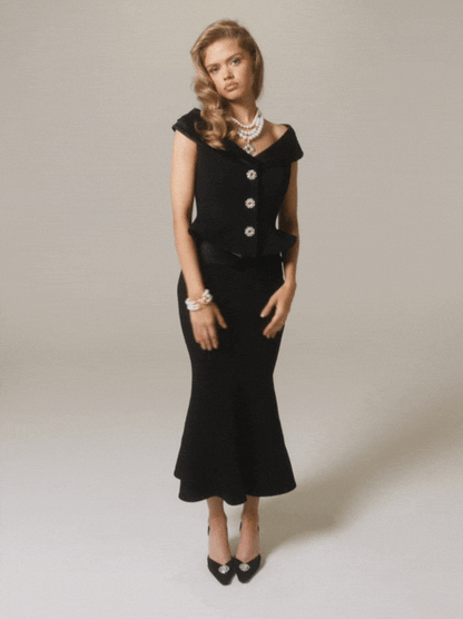 Belle Satin Top (Black) (Final Sale)