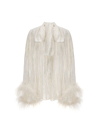 Keira Feather Top (White) (Final Sale)