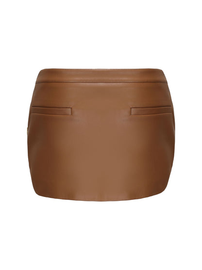 Miranda Leather Mini Skirt (Brown) (Final Sale)