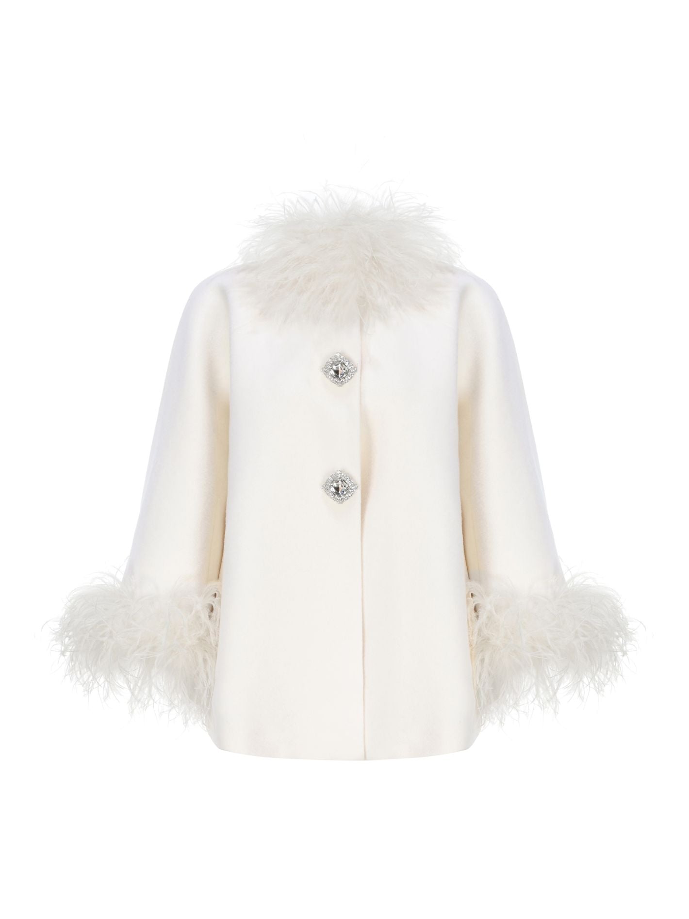 Angelica Feather Coat (White) (Final Sale)