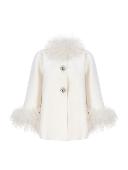 Angelica Feather Coat (White) (Final Sale)