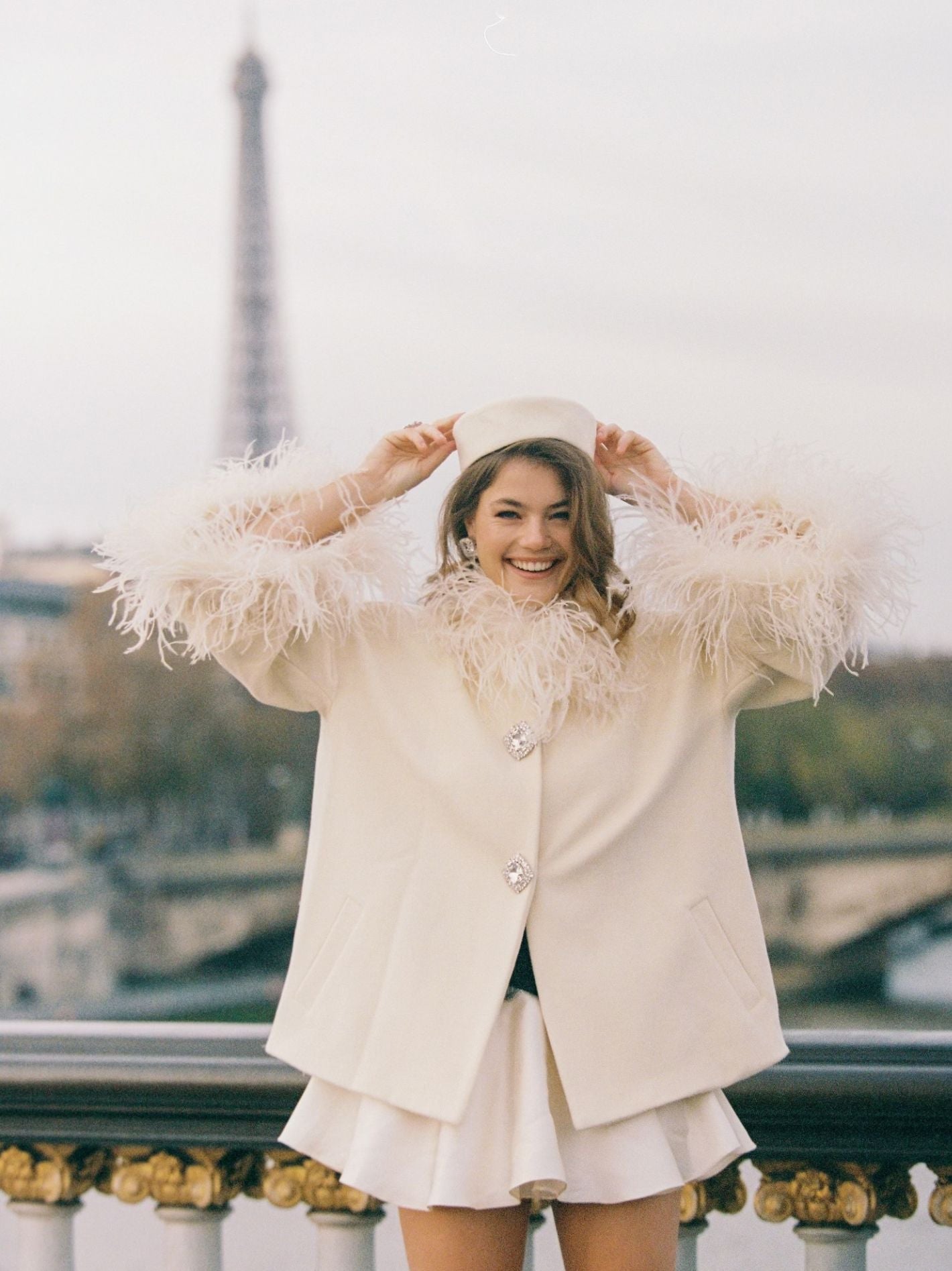 Angelica Feather Coat (White) (Final Sale)