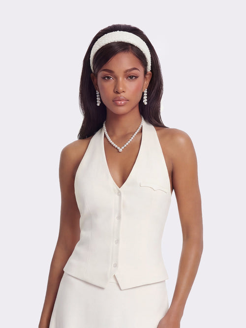 Amara Tailored Halter White Vest
