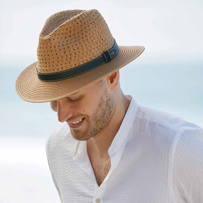 Nashville Wide Brim Fedora with Vegan Leather Belt - Scala Hats for Men Safari Hat Scala Hats