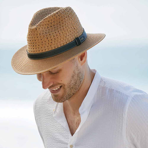 Nashville Wide Brim Fedora with Vegan Leather Belt - Scala Hats for Men Safari Hat Scala Hats