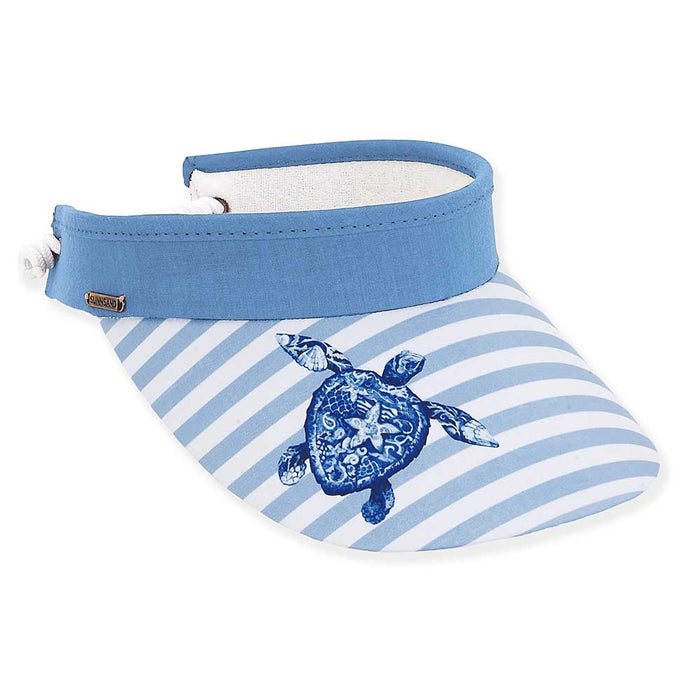Nassau Sealife Turtle Sun Visor with Coil Closure - Sun 'N' Sand Hats Visor Cap Sun N Sand Hats HH2759 Blue