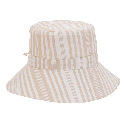 Nautical Striped Cotton Bucket Hat for Women - Sun 'N' Sand Hats Bucket Hat Sun N Sand Hats HH2630A Beige S/M (56-57 cm)