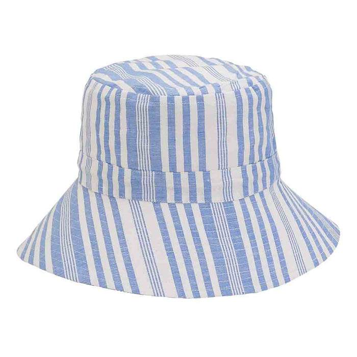 Nautical Striped Cotton Bucket Hat for Women - Sun 'N' Sand Hats Bucket Hat Sun N Sand Hats HH2630B Blue S/M (56-57 cm)