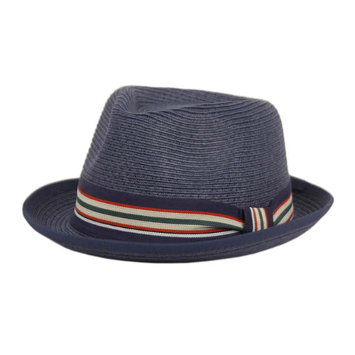 Navy Straw Fedora for Small Heads - Angela & Williams Hats Fedora Hat Epoch Hats KF6016 Navy Small (54 cm)