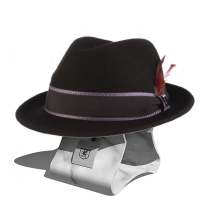 Navy Wool Felt Fedora with Tie Print Overlay Band - Stacy Adams Hats Safari Hat Stacy Adams Hats