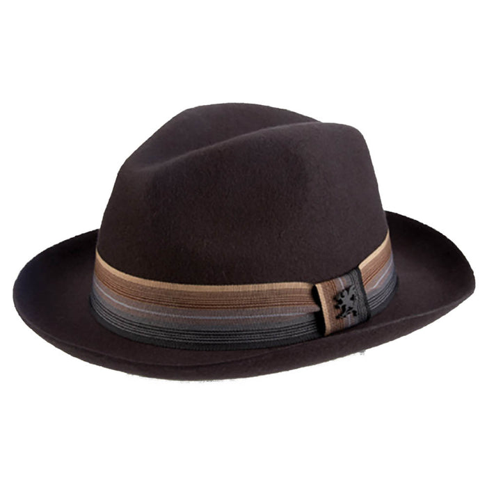 Navy Wool Felt Raw Edge Snap Brim Fedora - Stacy Adams Hats Safari Hat Stacy Adams Hats