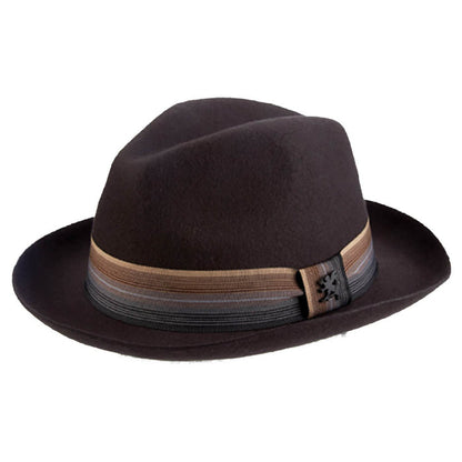 Navy Wool Felt Raw Edge Snap Brim Fedora - Stacy Adams Hats Safari Hat Stacy Adams Hats