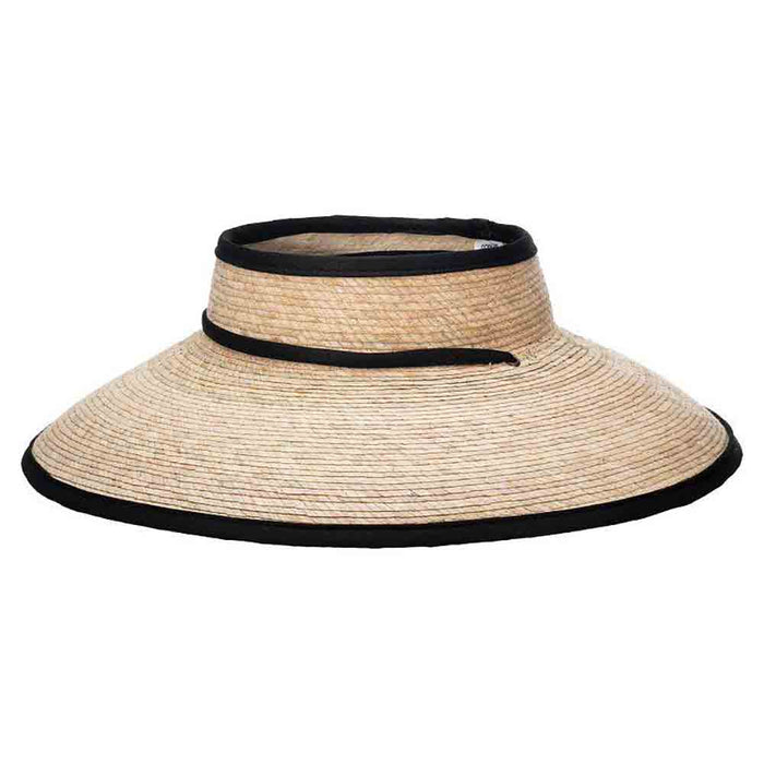 Open Crown Palm Visor Hat with Black Trim - Makai Hat Co Visor Cap Makai Hat MA141OS Natural M/L (57-59 cm)