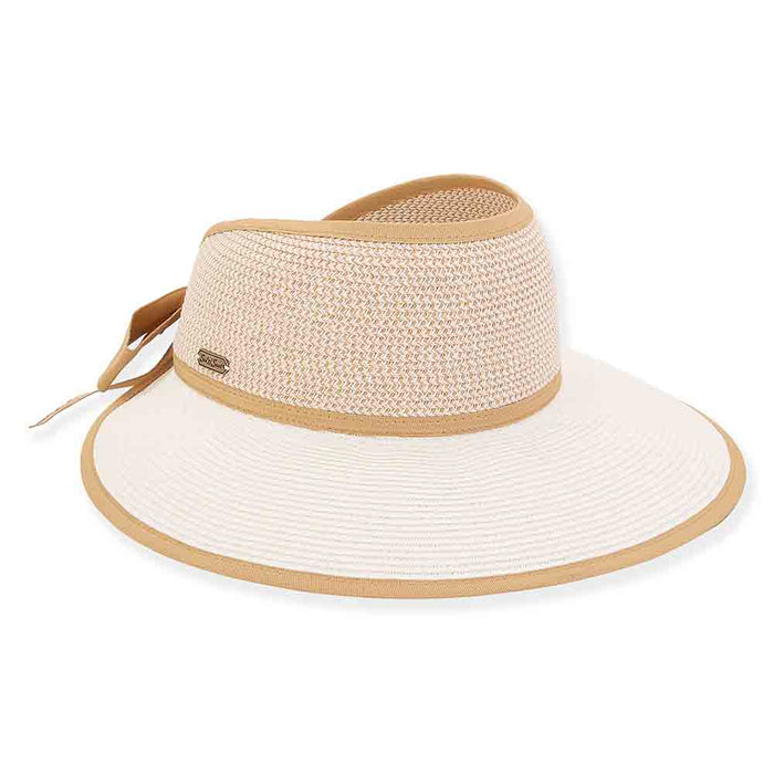 Open Crown Sun Visor Hat for Ponytail - Sun 'n' Sands Hats Visor Cap Sun N Sand Hats HH2743A Ivory M/L (58 cm)