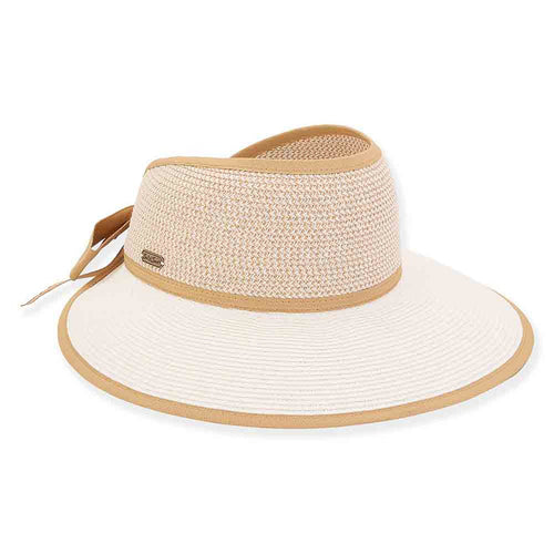 Open Crown Sun Visor Hat for Ponytail - Sun 'n' Sands Hats Visor Cap Sun N Sand Hats HH2743A Ivory M/L (58 cm)