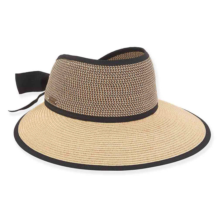 Open Crown Sun Visor Hat for Ponytail - Sun 'n' Sands Hats Visor Cap Sun N Sand Hats HH2743B Natural M/L (58 cm)