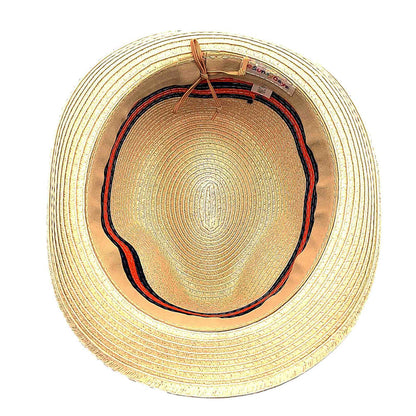 Orange and Navy Band Straw Fedora for Small Heads - Sunny Dayz™ Fedora Hat Sun N Sand Hats