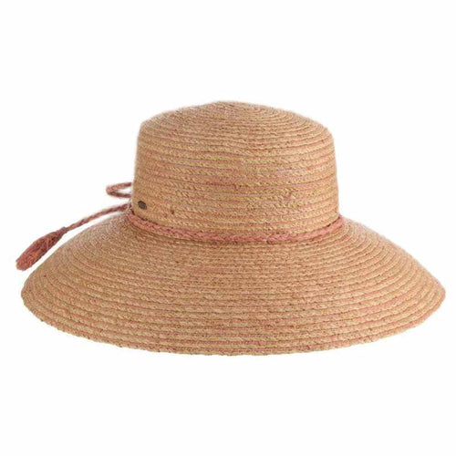 Organic Raffia Straw Downturn Brim Hat - Scala Hats Wide Brim Hat Scala Hats LR759-PNK Pink