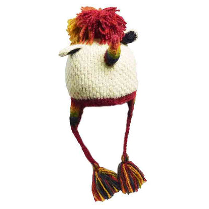 Peruvian Hand Knit Rainbow Unicorn Hat Trapper Hat Peruvian Trading Co