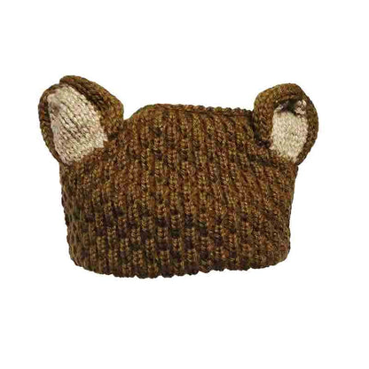 Peruvian Hand Knit Wool Bear Ears Ear Warmer Knit Headband Headband Peruvian Trading Co BROWNBEAR Brown