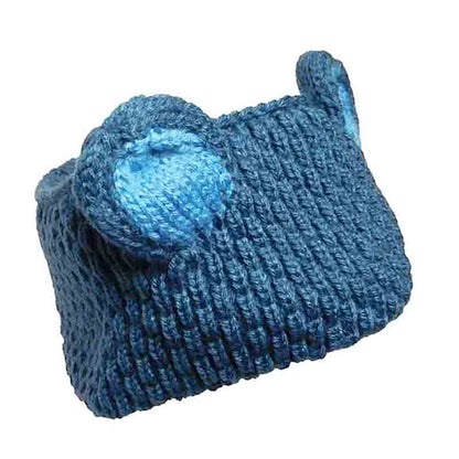 Peruvian Hand Knit Wool Bear Ears Ear Warmer Knit Headband Headband Peruvian Trading Co BLUEBEAR Blue