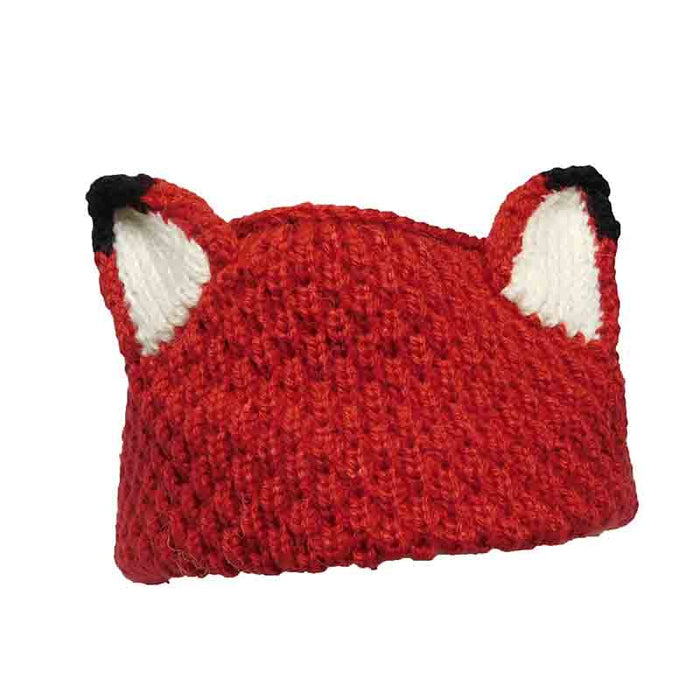 Peruvian Hand Knit Wool Fox Ears Ear Warmer Knit Headband Headband Peruvian Trading Co REDFOX Red