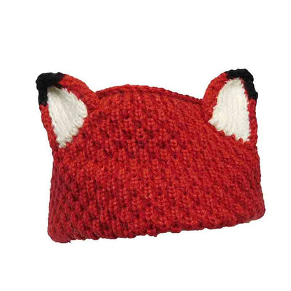 Peruvian Hand Knit Wool Fox Ears Ear Warmer Knit Headband Headband Peruvian Trading Co REDFOX Red