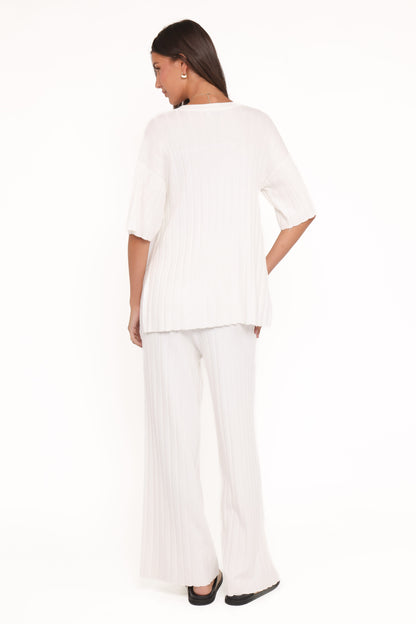 Alix Ribbed Knit Set - Cream