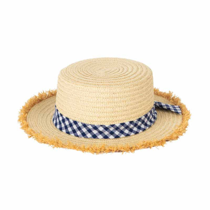 Petite Boater Hat with Gingham Band - San Diego Hat Bolero Hat San Diego Hat Company