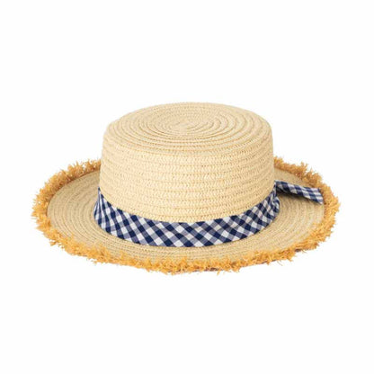 Petite Boater Hat with Gingham Band - San Diego Hat Bolero Hat San Diego Hat Company