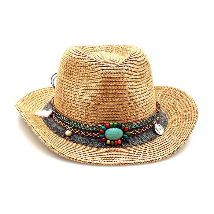 Petite Cowboy Hat with Tassel Band - Jeanne Simmons Hats Cowboy Hat Jeanne Simmons Accessories JS1247TN Tan XS (53 cm)