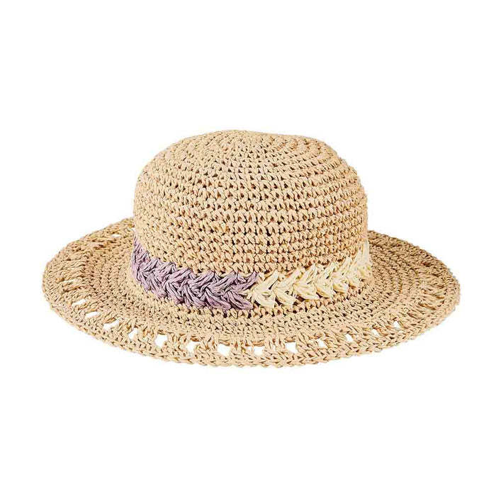 Petite Crocheted Beach Hat - San Diego Hat Wide Brim Sun Hat San Diego Hat Company PBK6599LGNAT Natural XXS (52 cm)
