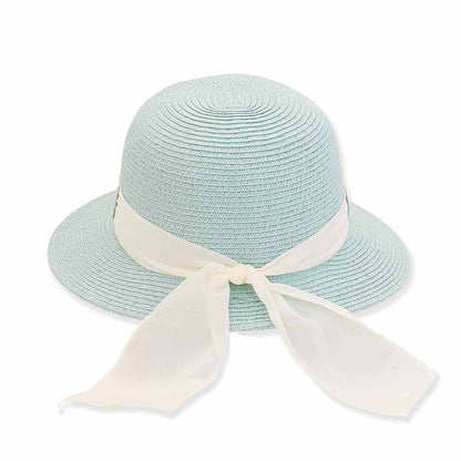 Petite Facesaver Hat with Chiffon Tie for Small Heads - Sunny Dayz Hat Wide Brim Hat Sun N Sand Hats