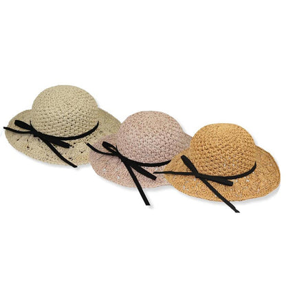 Petite Hat for Extra Small Heads - Crocheted Straw Hat Wide Brim Sun Hat Jeanne Simmons Accessories