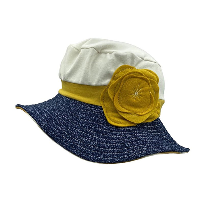 Petite Organic Cotton Stretch Fit Frolic Sun Hat - Flipside Hats Wide Brim Hat Flipside Hats HY005-004C Blue