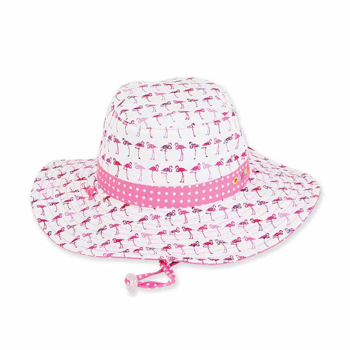 Petite Reversible Pink Flamingo Polka Dot Sun Hat - Sunny Dayz Hat Wide Brim Sun Hat Sun N Sand Hats HKY163 Pink XS (54 cm)