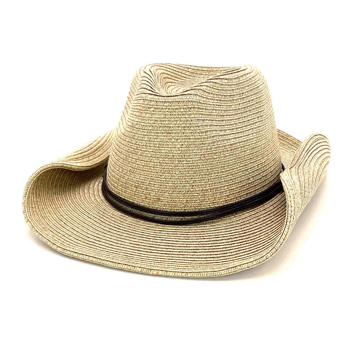 Petite Size Straw Cowboy Hat with Chin Cord - Boardwalk Style Cowboy Hat Boardwalk Style Hats DA2958-NAT Natural Small (55 cm)