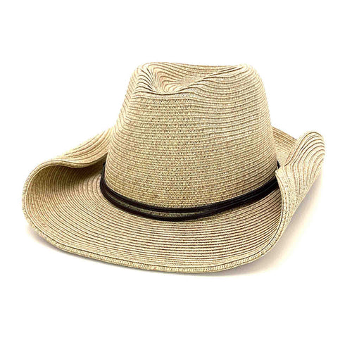 Petite Size Straw Cowboy Hat with Chin Cord - Boardwalk Style Cowboy Hat Boardwalk Style Hats DA2958-NAT Natural Small (55 cm)