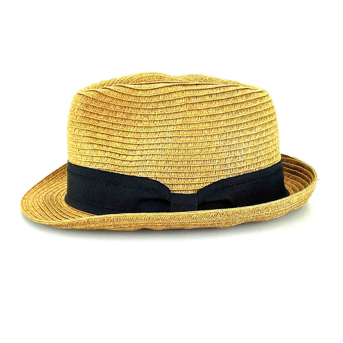 Petite Straw Fedora Hat with Black Band - Jeanne Simmons Hats Fedora Hat Jeanne Simmons Accessories
