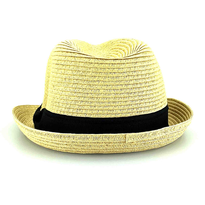 Petite Straw Fedora Hat with Black Band - Jeanne Simmons Hats Fedora Hat Jeanne Simmons Accessories