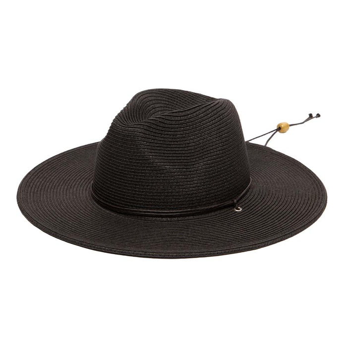 Petite Straw Wide Brim Safari Hat with Chin Cord - San Diego Hat Co Safari Hat San Diego Hat Company UBK2067XLBLK Black Small (56 cm)
